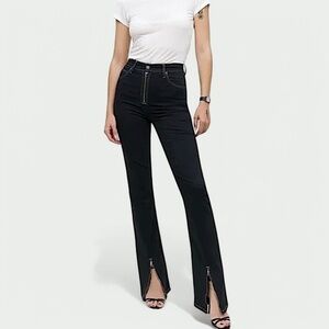REFORMATION Toby Zip Front Ultra High Rise Bootcut Jeans Black
